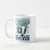 Grappig ik heb 67 dagen school overleefd Zware hui Koffiemok (Links)