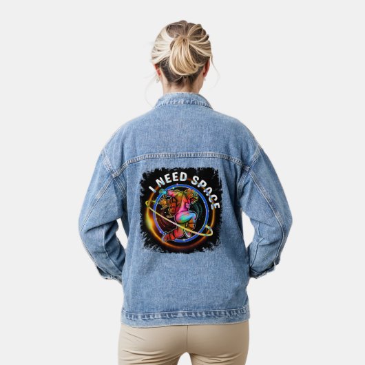 GRAPPIG IK HEB RUIMTE ASTRONAUT MELKWEGSTELSEL NOD DENIM JACKET (Model)
