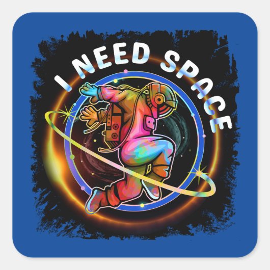 GRAPPIG IK HEB RUIMTE ASTRONAUT MELKWEGSTELSEL NOD VIERKANTE STICKER (Voorkant)