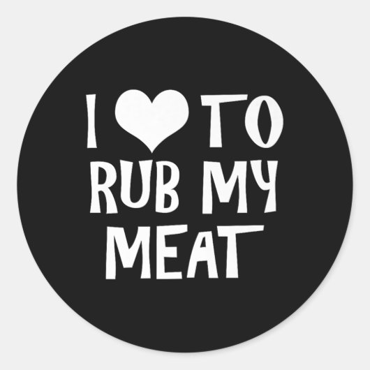 Grappig Ik hou ervan om mijn vlees Pitmaster BBQ g Ronde Sticker (Voorkant)