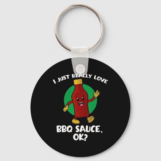Grappig ik hou gewoon echt van bbq saus ok Cartoon Sleutelhanger (Voorkant)