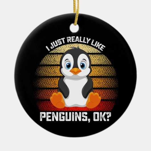 Grappig, ik hou gewoon echt van pinguïns OK Keramisch Ornament (Voorkant)