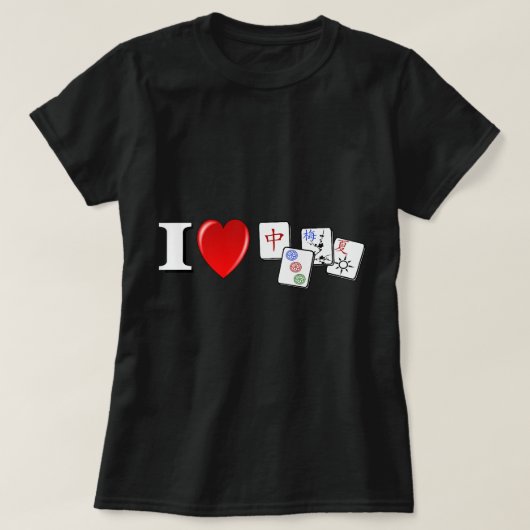Grappig Ik Hou Hart Mahjong Schattige Mahjong Chin T-shirt (Design voorkant)
