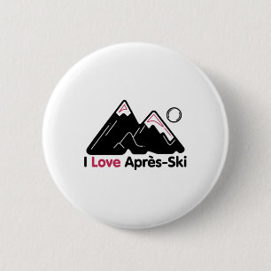 Grappig Ik hou van Apres Ski - Grote Sneeuwliefheb Ronde Button 5,7 Cm