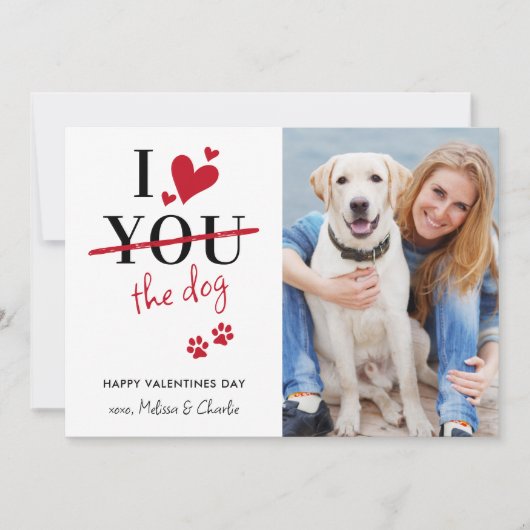 Grappig Ik hou van de hond Valentijns  aangepaste  Feestdagenkaart (Voorkant)