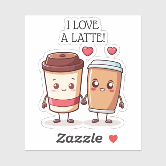 Grappig, ik hou van een latte sticker (Vel)