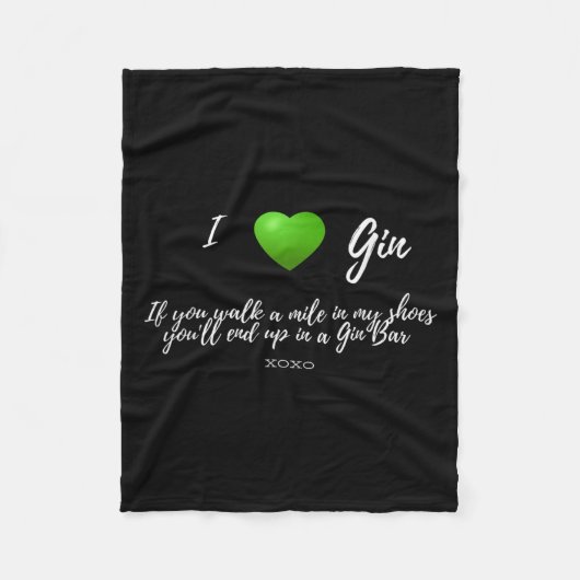 Grappig Ik hou van Gin Drinker Heart Graphic Party Fleece Deken (Voorkant)