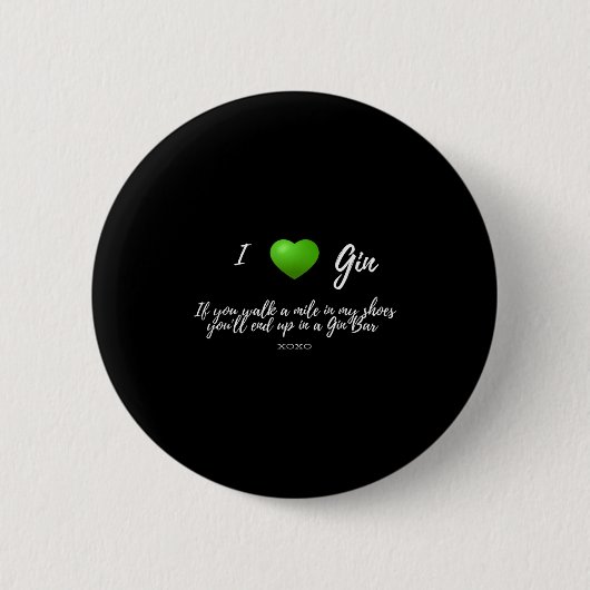 Grappig Ik hou van Gin Drinker Heart Graphic Party Ronde Button 5,7 Cm (Voorkant)