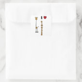 Grappig Ik hou van Giraffes cartoon Vierkante Sticker (Tas)