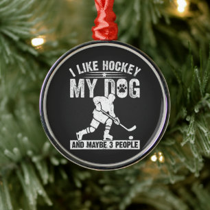 Grappig Ik Hou Van Hockey Mijn Hond En Misschien 3 Metalen Ornament