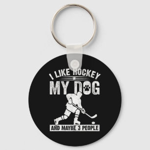 Grappig Ik Hou Van Hockey Mijn Hond En Misschien 3 Sleutelhanger