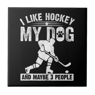 Grappig Ik Hou Van Hockey Mijn Hond En Misschien 3 Tegeltje