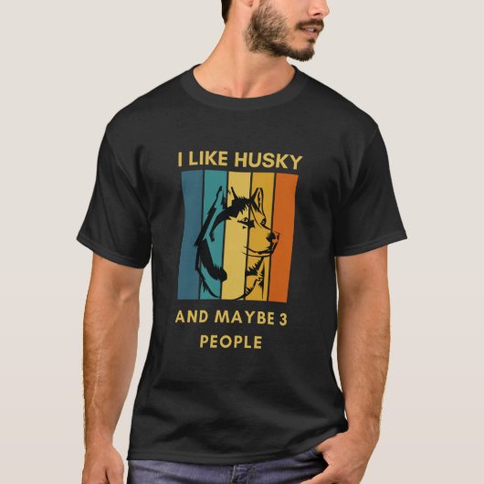 Grappig "Ik hou van husky en misschien wel 3 mense T-shirt (Voorkant)