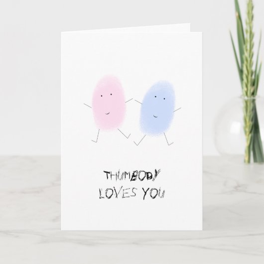 Grappig ik hou van je duim Prints Kaart (Voorkant)