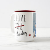Grappig Ik hou van je hond Custom Photo Valentijns Tweekleurige Koffiemok (Voorkant links)
