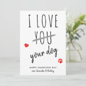 Grappig Ik hou van je hond Happy Valentijnsdag Feestdagenkaart (Staand voorkant)