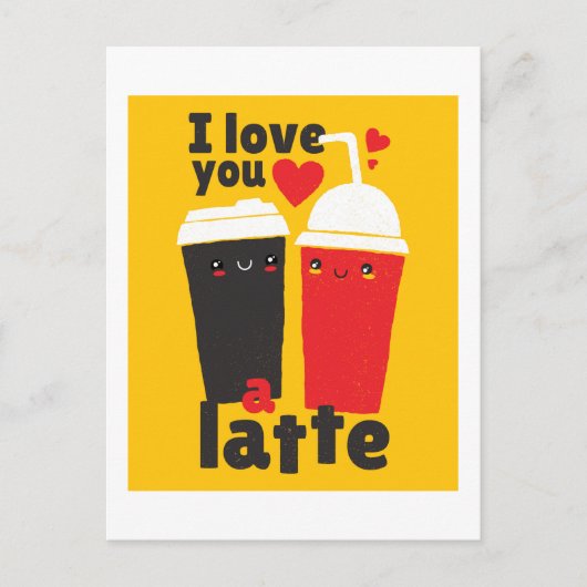 Grappig Ik Hou Van Jou LATTE Koffie Valentijn Grap Briefkaart (Voorkant)