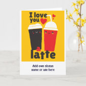 Grappig Ik Hou Van Jou LATTE Koffie Valentijn Grap Kaart (Gele Bloem)