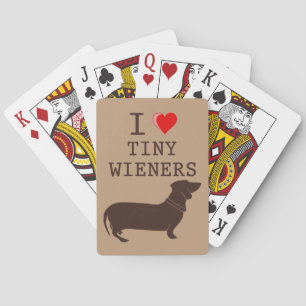 Grappig ik hou van kleine wiener teckel hond pokerkaarten