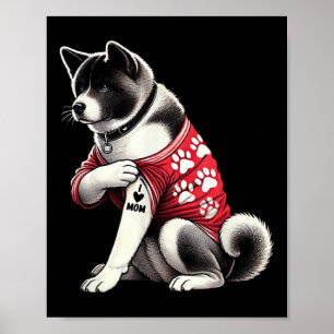 Grappig Ik hou van mama Tattoo Akita Mom voor vrou Poster