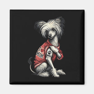 Grappig Ik hou van mama Tattoo Chinese Crested Mom Magneet