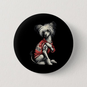 Grappig Ik hou van mama Tattoo Chinese Crested Mom Ronde Button 5,7 Cm