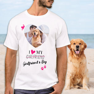 Grappig Ik hou van mijn Vriendin Dog Custom Foto T-shirt