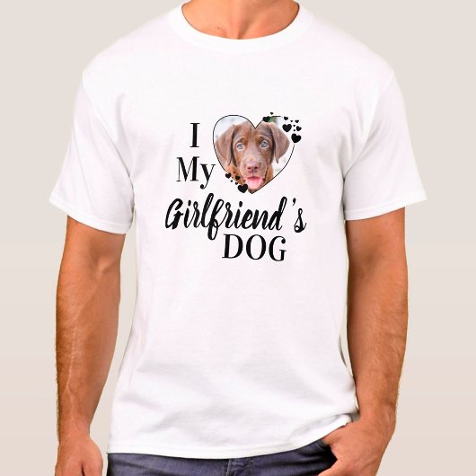 Grappig Ik hou van mijn Vriendin Dog Custom Foto T-shirt