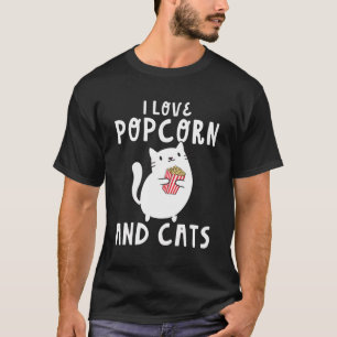Grappig ik hou van popcorn en katten bioscoop snac t-shirt