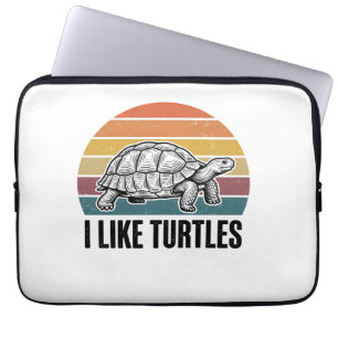 Grappig Ik Hou Van Schildpadden Vintage Gravure T- Laptop Sleeve
