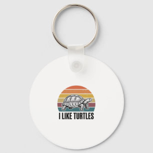 Grappig Ik Hou Van Schildpadden Vintage Gravure T- Sleutelhanger