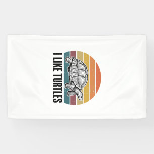 Grappig Ik Hou Van Schildpadden Vintage Gravure T- Spandoek