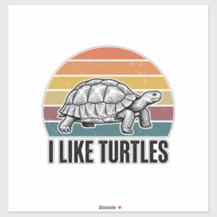 Grappig Ik Hou Van Schildpadden Vintage Gravure T- Sticker