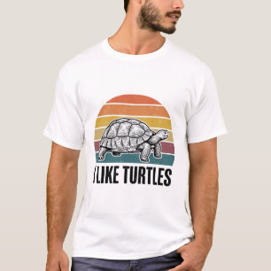 Grappig Ik Hou Van Schildpadden Vintage Gravure T- T-shirt