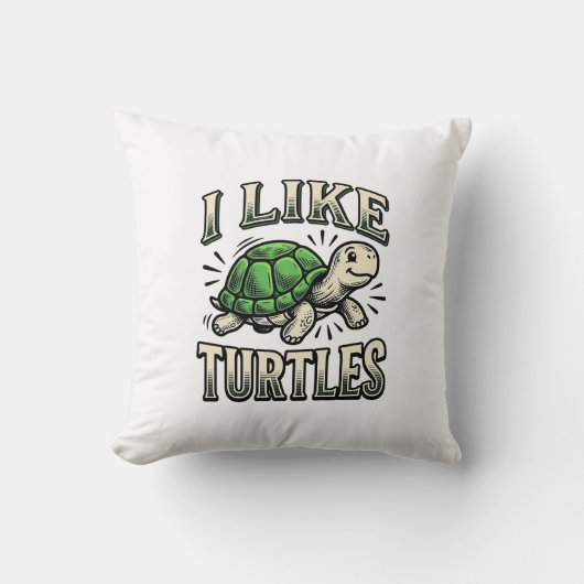 Grappig Ik Hou Van Schildpadden Vintage Schildpad Kussen (Voorkant)