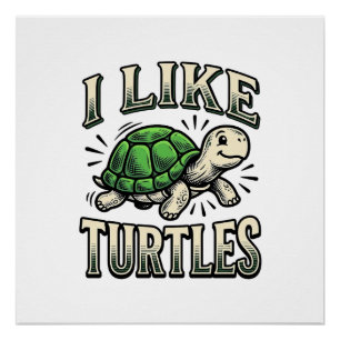 Grappig Ik Hou Van Schildpadden Vintage Schildpad Perfect Poster