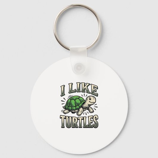 Grappig Ik Hou Van Schildpadden Vintage Schildpad Sleutelhanger (Voorkant)