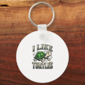 Grappig Ik Hou Van Schildpadden Vintage Schildpad Sleutelhanger (Voorkant)