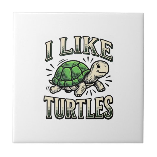 Grappig Ik Hou Van Schildpadden Vintage Schildpad Tegeltje (Voorkant)