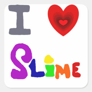 Grappig Ik hou van slijmkunst Vierkante Sticker