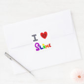 Grappig Ik hou van slijmkunst Vierkante Sticker (Envelop)