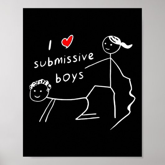 Grappig Ik hou van Submissive Boys in Heart Submis Poster (Voorkant)