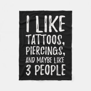 Grappig, ik hou van Tattoos, piercings en misschie Fleece Deken