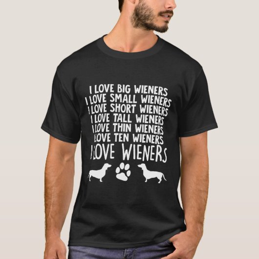 Grappig Ik hou van Wieners teckel liefhebber eigen T-shirt (Voorkant)