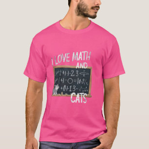 Grappig Ik hou van Wiskunde en katten Schattige Ki T-shirt
