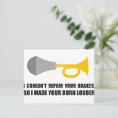 Grappig, ik kon je remmen niet repareren, hoorn lu briefkaart (Staand voorkant)