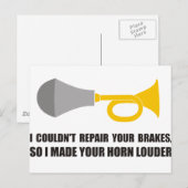 Grappig, ik kon je remmen niet repareren, hoorn lu briefkaart (Voorkant / Achterkant)