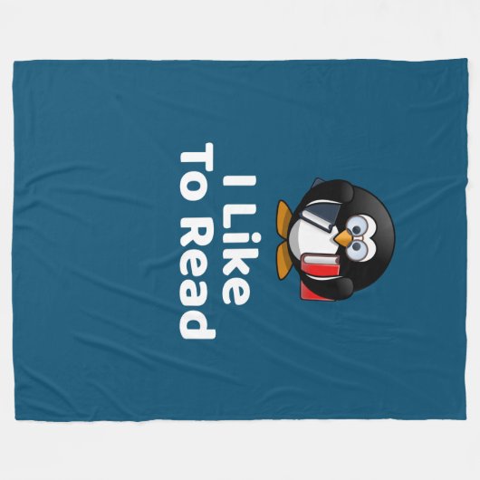 Grappig Ik lees graag Penguin Grappig Lezen Fleece Deken (Voorkant (Horizontaal))