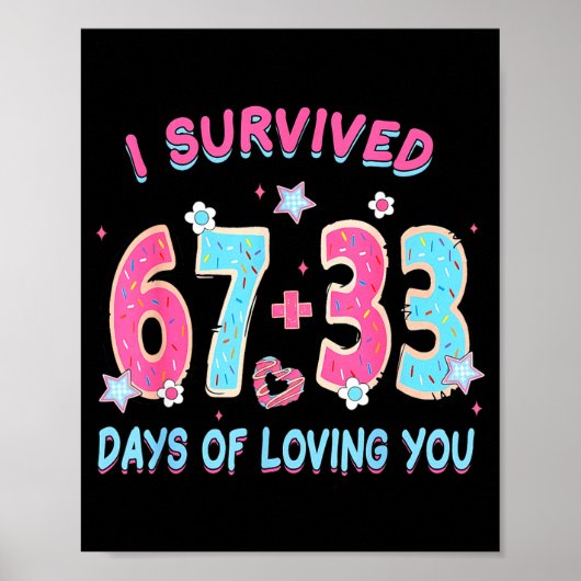 Grappig ik overleefde 67 + 33 dagen van jou houden poster (Voorkant)