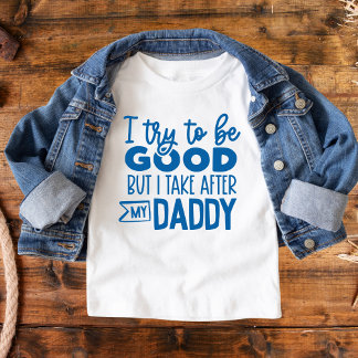 Grappig, ik probeer goed te zijn Neem naar papa Kinder Shirts